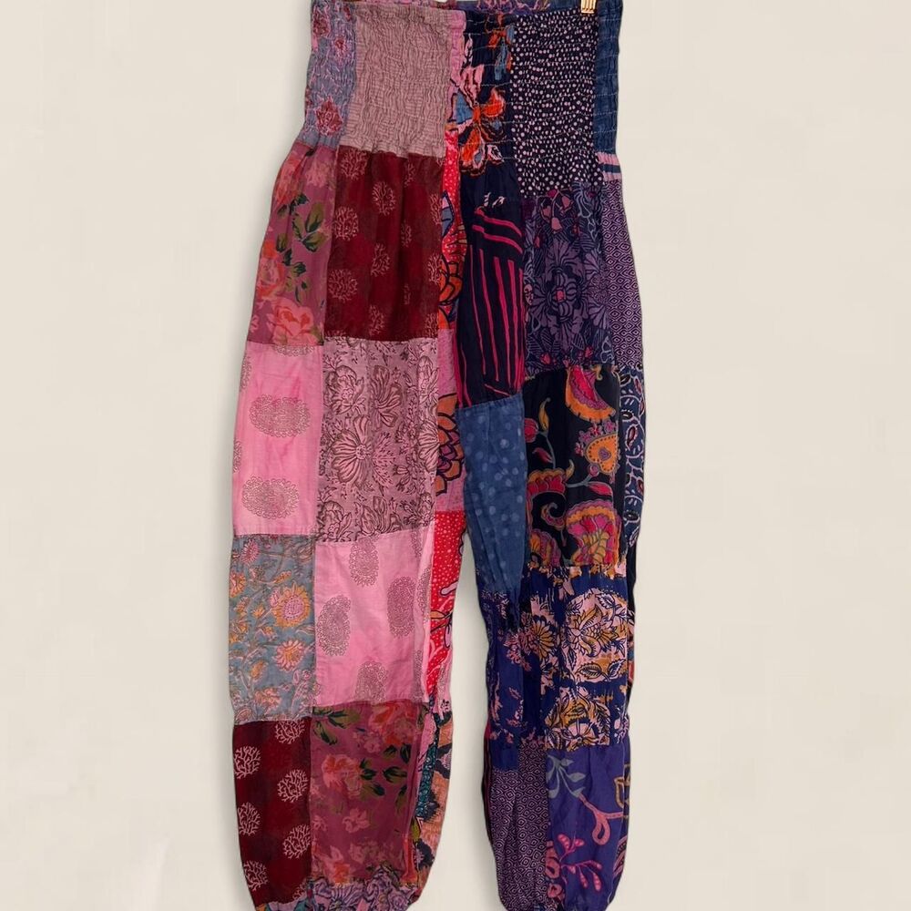 Vintage Boho Patchwork Balloon Pants |Medium Boho Hippie Whimsy Indie Maximalist - Picture 2 of 6